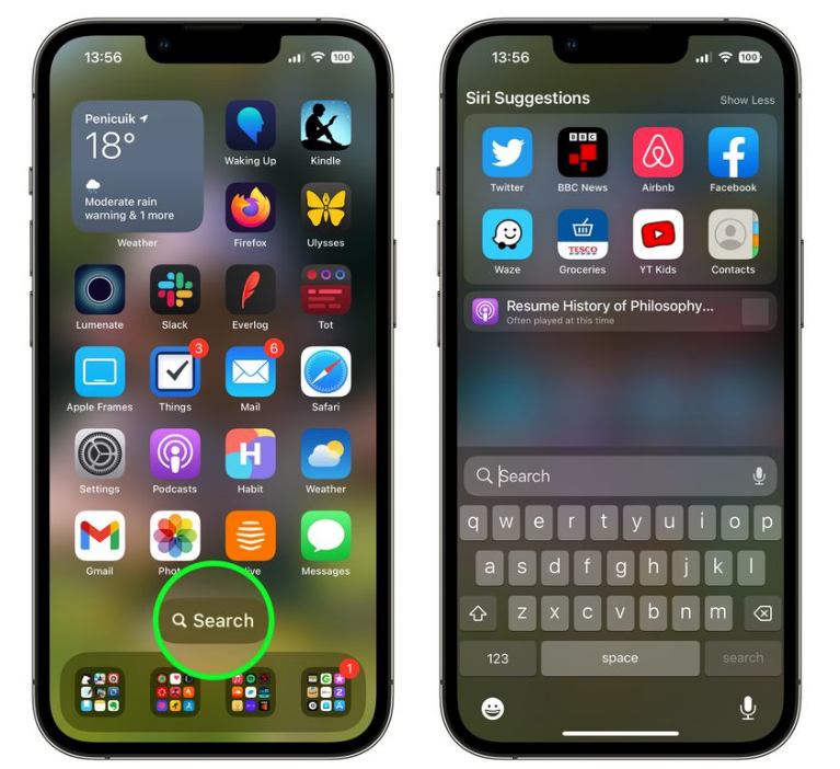 景谷苹果手机维修分享升级到 iOS 16 后，如何删除主屏幕上的搜索按钮 