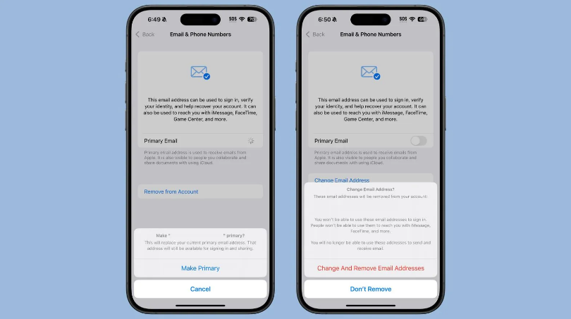 景谷苹果手机维修分享苹果 iOS 18.1 支持设置“主要”邮箱地址并更改 iCloud 邮箱 